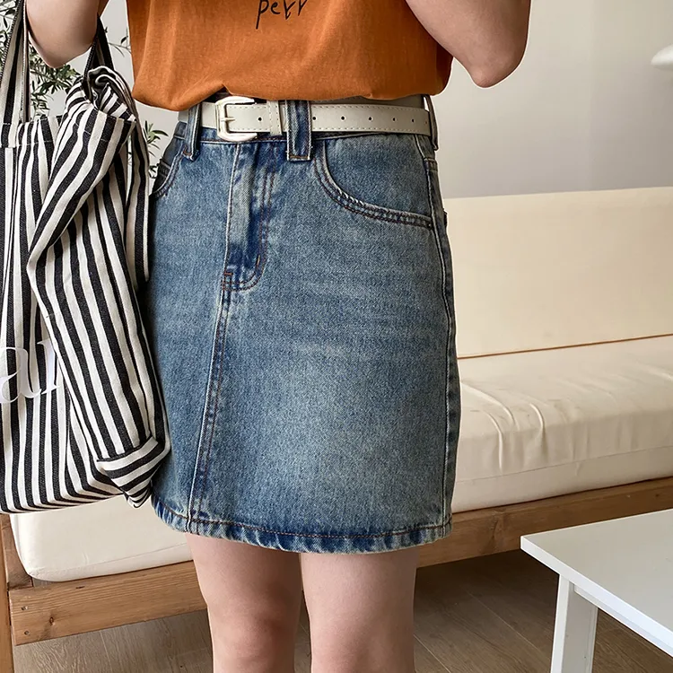 CHARM PICK Denim Short Skirts Women's Blue-7