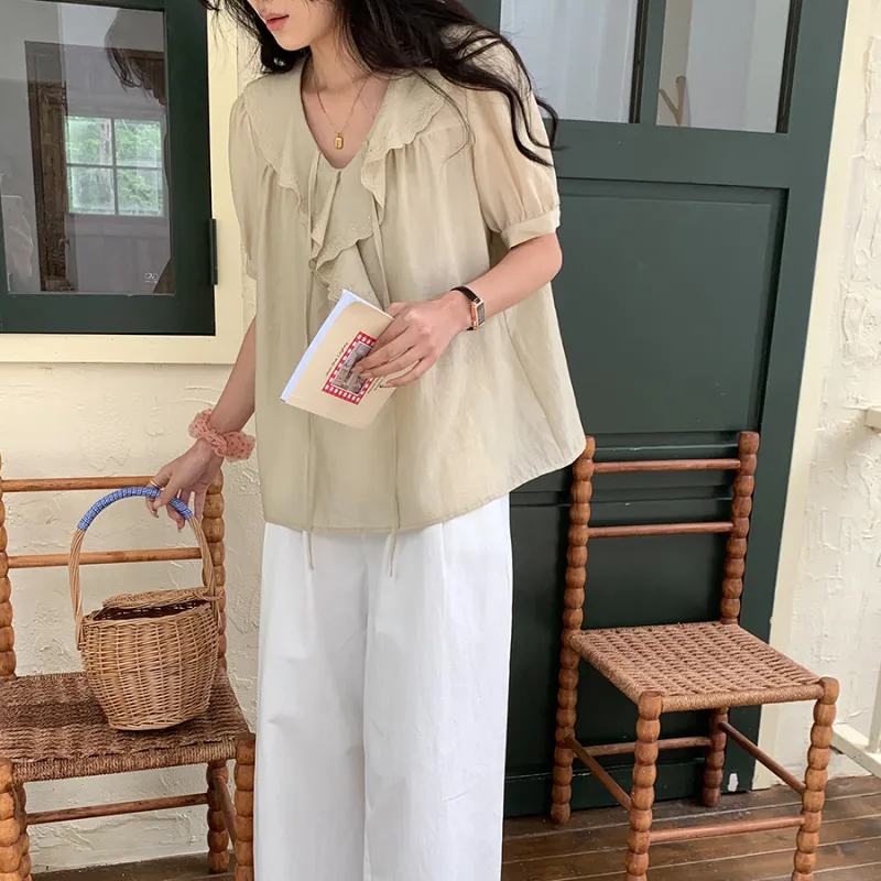 CHARM PICK Shirt Women's Apricot-4