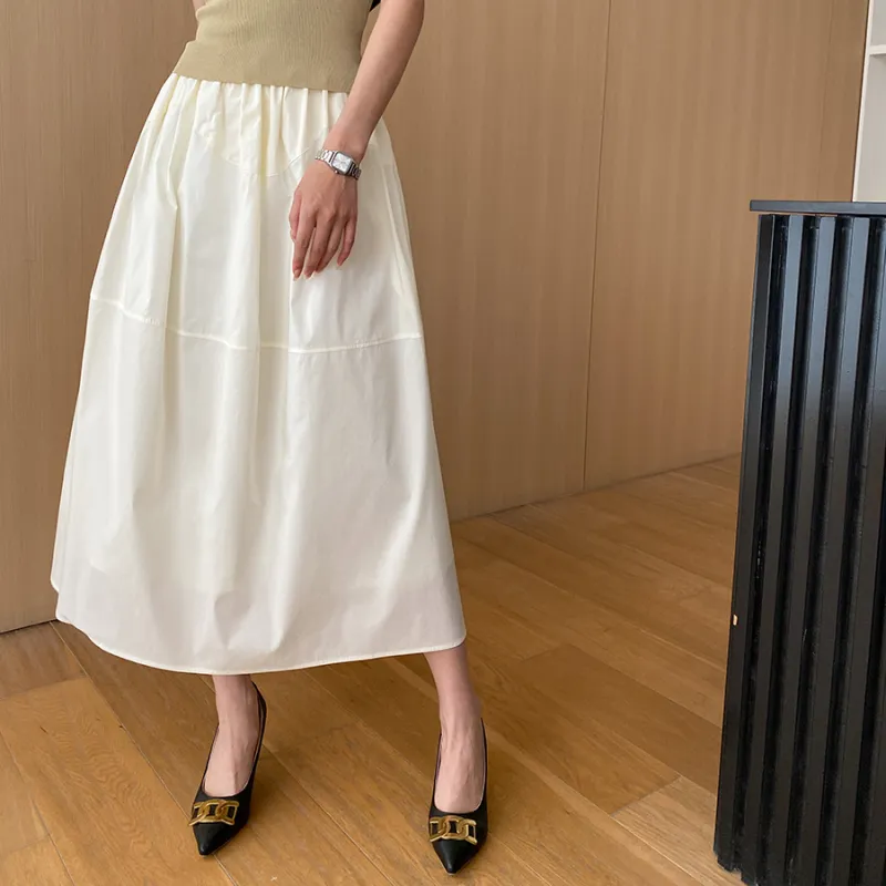 CHARM PICK Casual Long Skirt Women's White-2