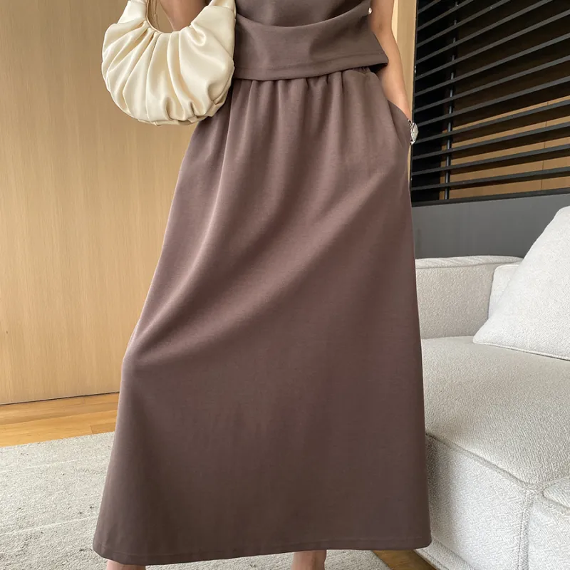 CHARM PICK Skirt Set Women's Coffee-5