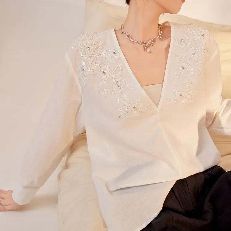 CHARM PICK Shirts Women's White-3