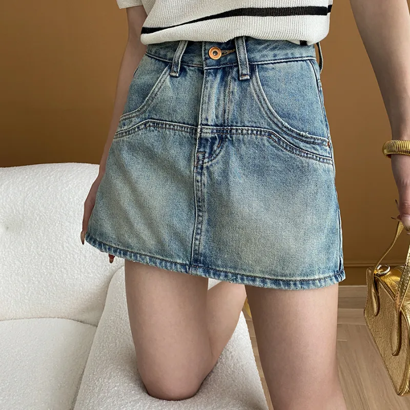 CHARM PICK Denim Short Skirts Women's Blue-8