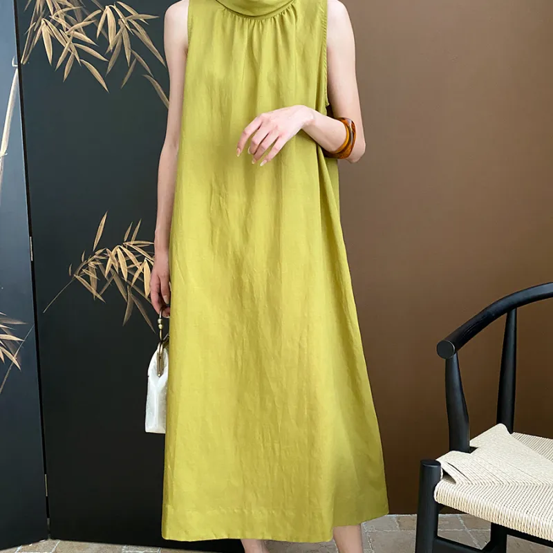 CHARM PICK Sleeveless Dress Women's Yellow-2