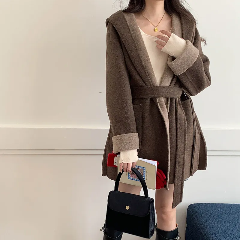 CHARM PICK Coats Women's Coffee-3