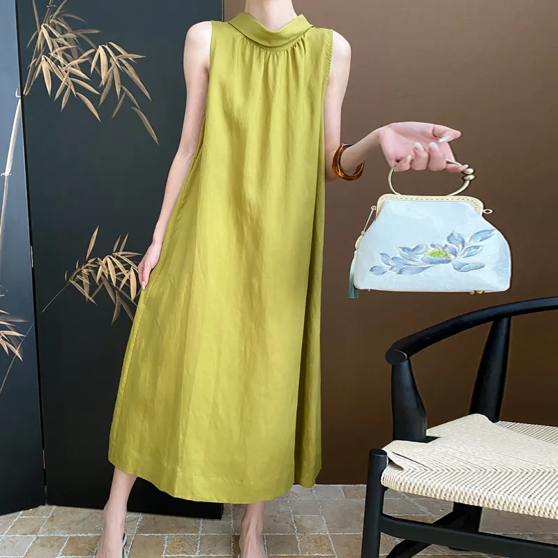 CHARM PICK Sleeveless Dress Women's Yellow-4