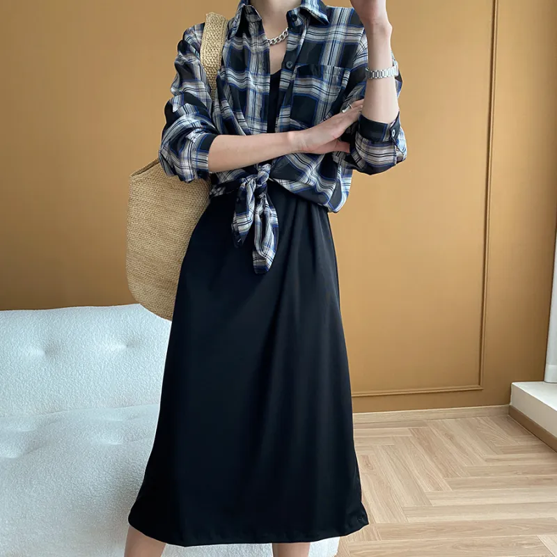 CHARM PICK Skirt Set Women's Blue-4