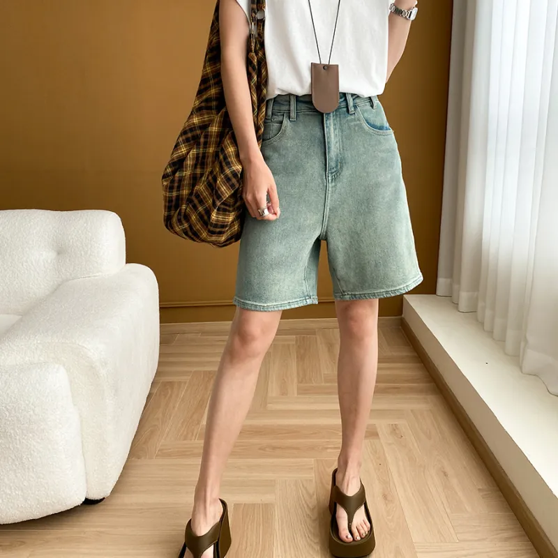 CHARM PICK Denim Shorts Women's Blue-4