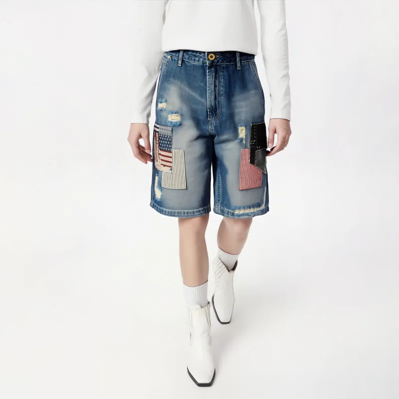 Maserati Denim Shorts Unisex Blue-4
