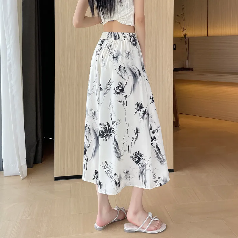SITOL Casual Short Skirts Women's Black With White Floral-6