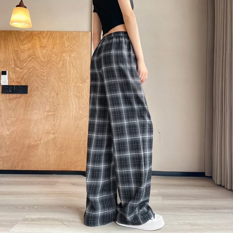 SITOL Casual Pants Women's Coffee Plaid-20