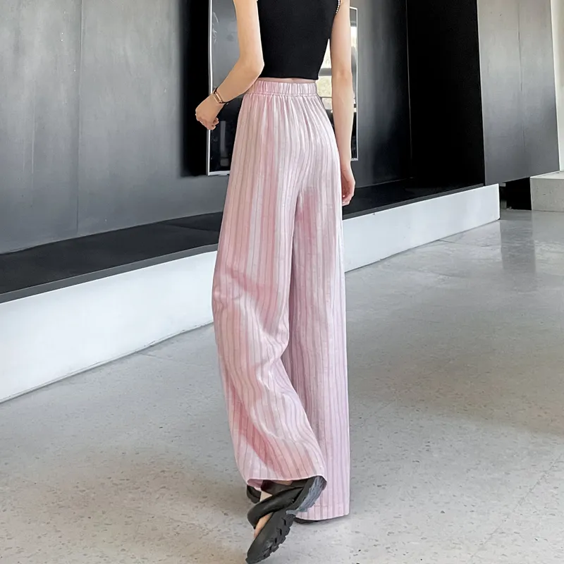 SITOL Casual Pants Women's Pink Stripe-6