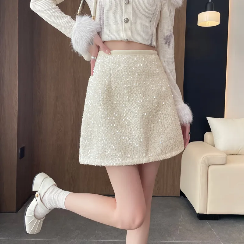 SITOL Casual Short Skirts Women's Ecru-5