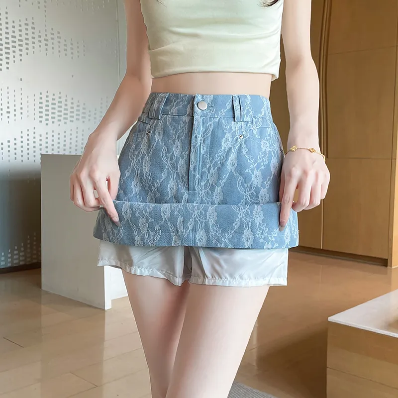SITOL Denim Short Skirts Women's-5