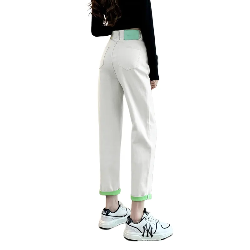 SITOL Jeans Women's White Green-1