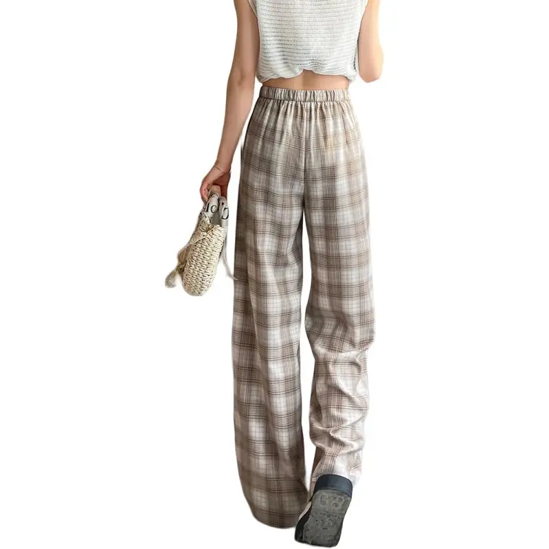 SITOL Casual Pants Women's Coffee Plaid-8