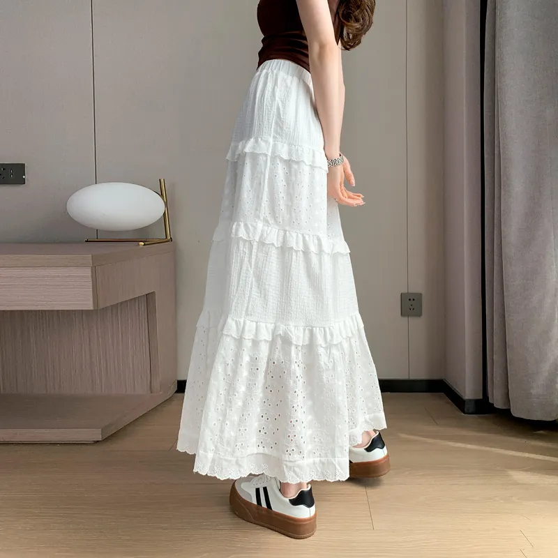 SITOL Casual Long Skirts Women's White-6