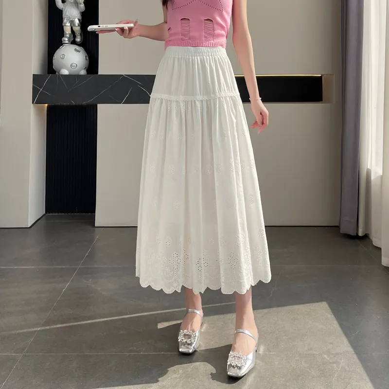 SITOL Casual Long Skirts Women's White-2