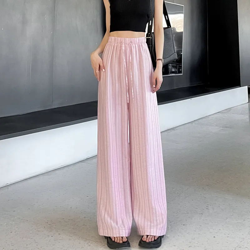 SITOL Casual Pants Women's Pink Stripe-2