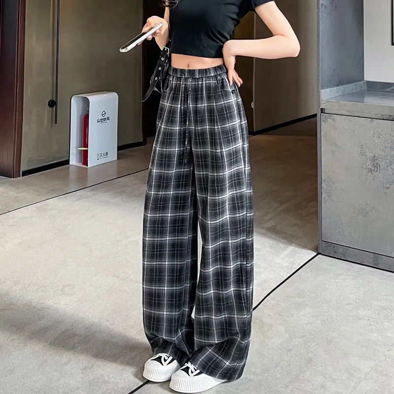SITOL Casual Pants Women's Coffee Plaid-19