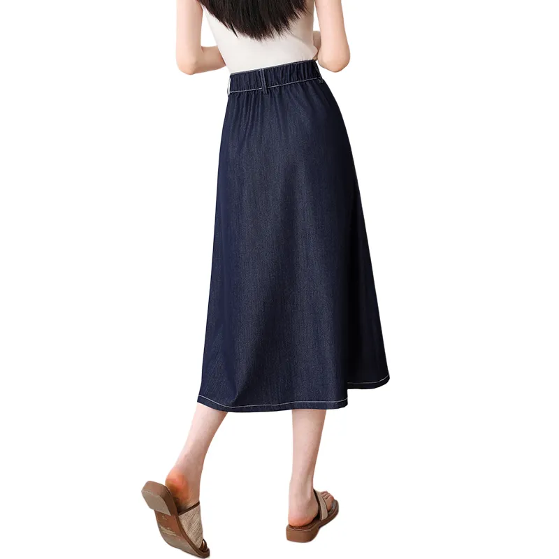 SITOL Denim Short Skirts Women's Dark Blue-1