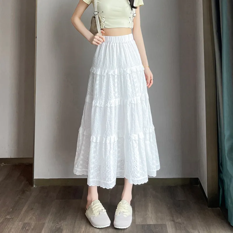 SITOL Casual Long Skirts Women's White-2