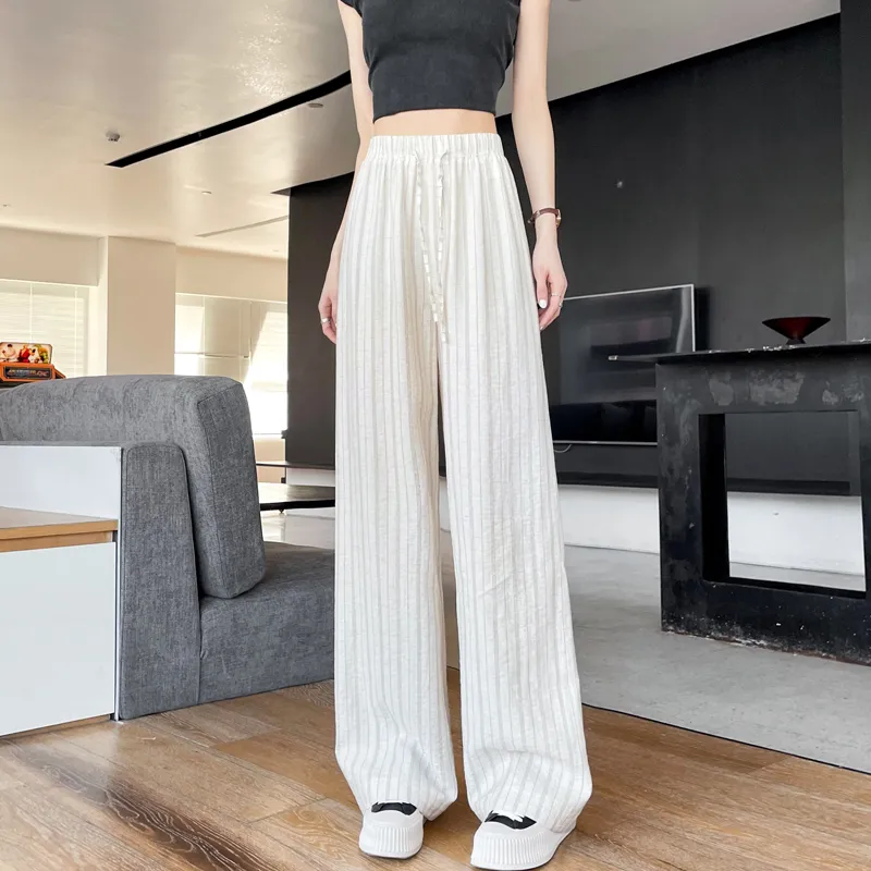 SITOL Casual Pants Women's Pink Stripe-11