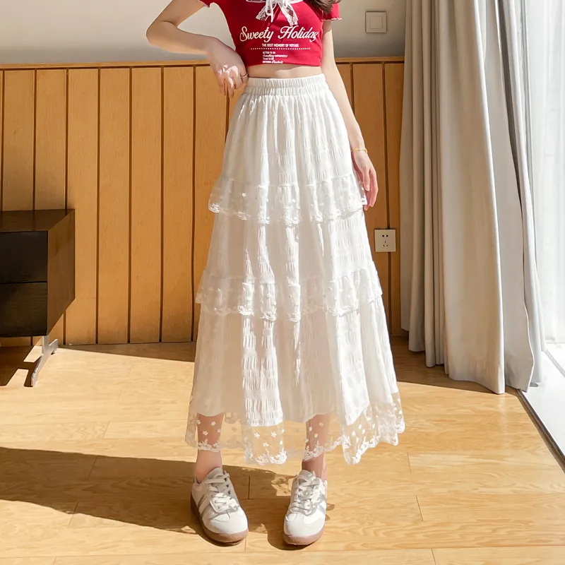 SITOL Casual Long Skirts Women's White-1