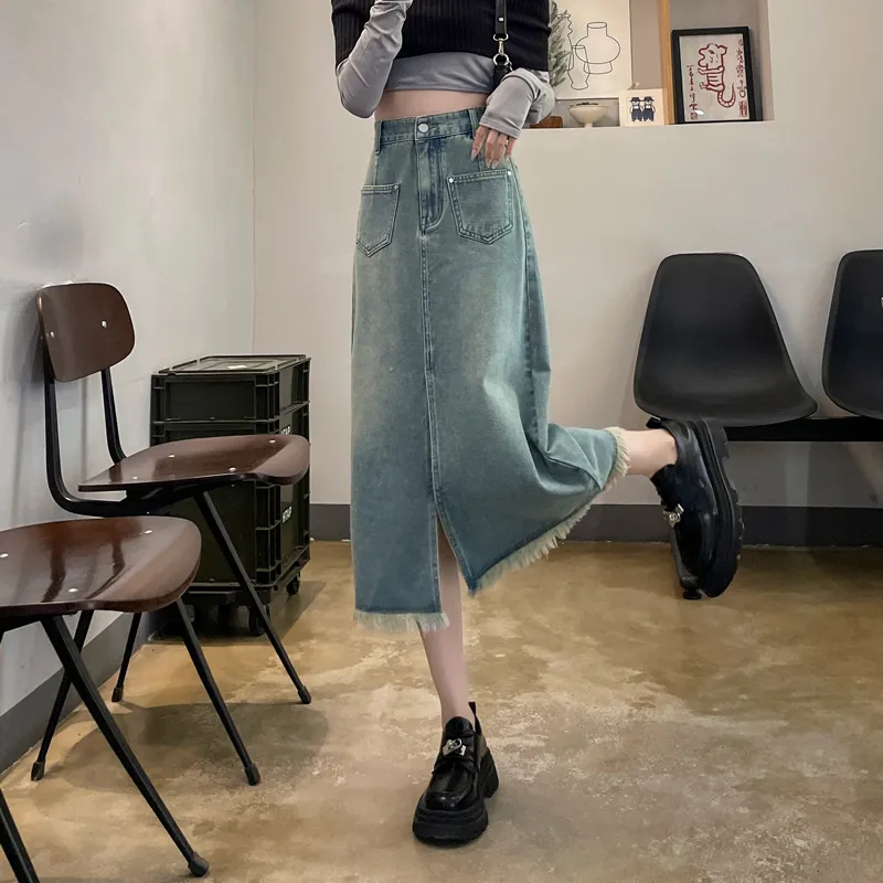 SITOL Denim Short Skirts Women's Blue-4
