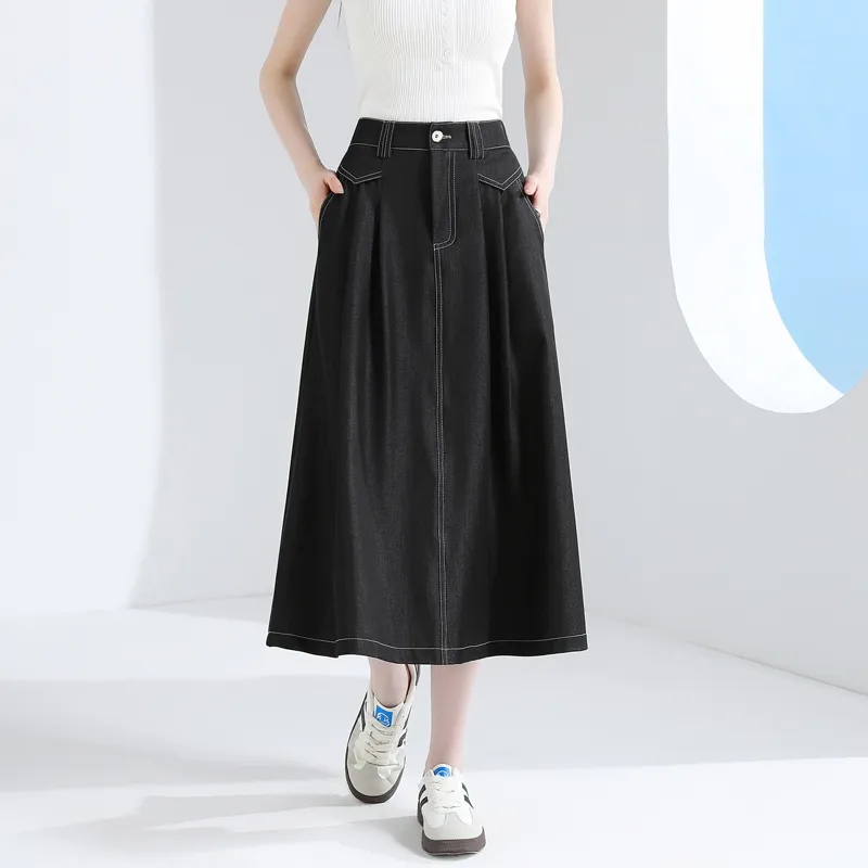 SITOL Denim Short Skirts Women's Dark Blue-10