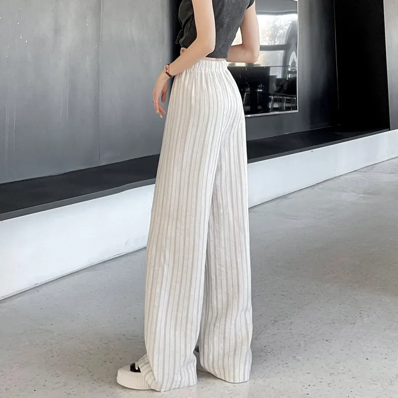 SITOL Casual Pants Women's Pink Stripe-13