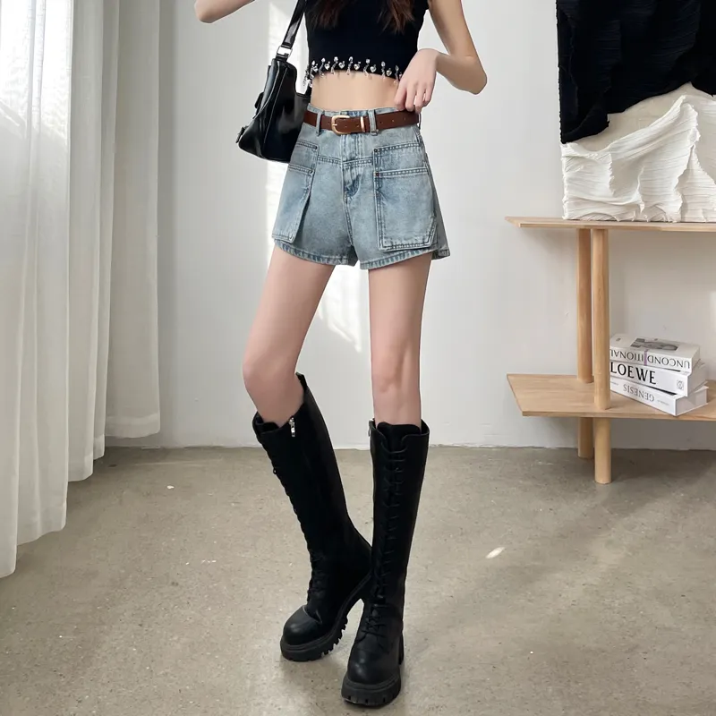 SITOL Denim Shorts Women's Blue-4