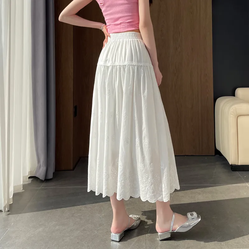 SITOL Casual Long Skirts Women's White-6