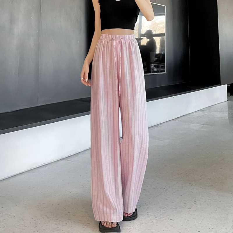 SITOL Casual Pants Women's Pink Stripe-5