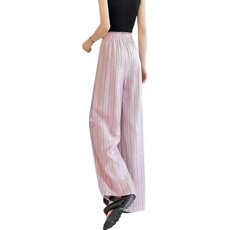 SITOL Casual Pants Women's Pink Stripe-1