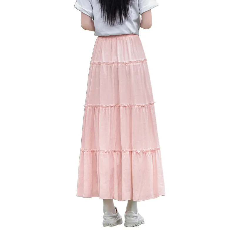 SITOL Casual Long Skirts Women's Pink-1