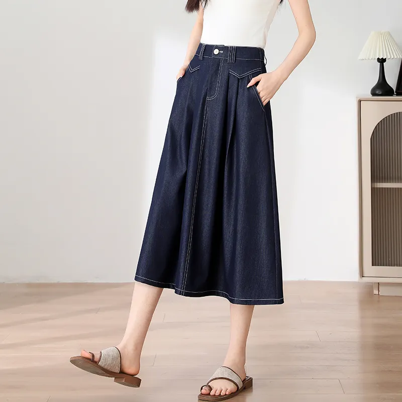 SITOL Denim Short Skirts Women's Dark Blue-5
