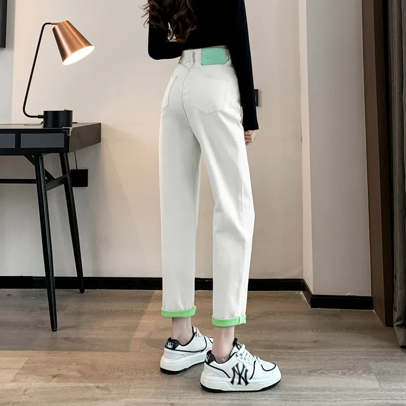 SITOL Jeans Women's White Green-6