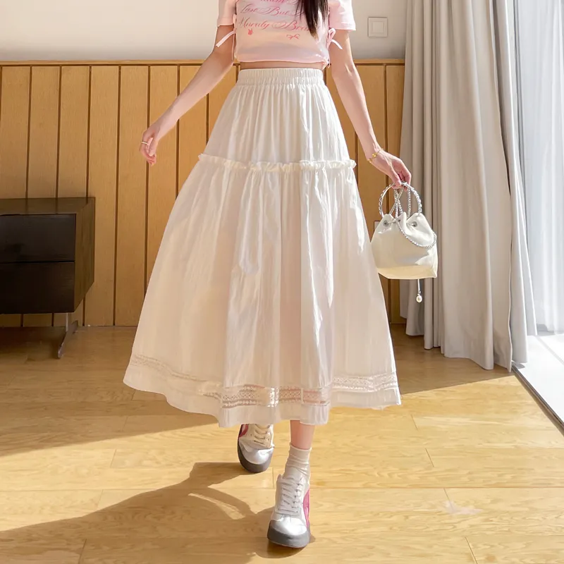 SITOL Casual Long Skirts Women's White-2