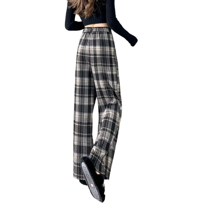 SITOL Casual Pants Women's Khaki Plaid-8
