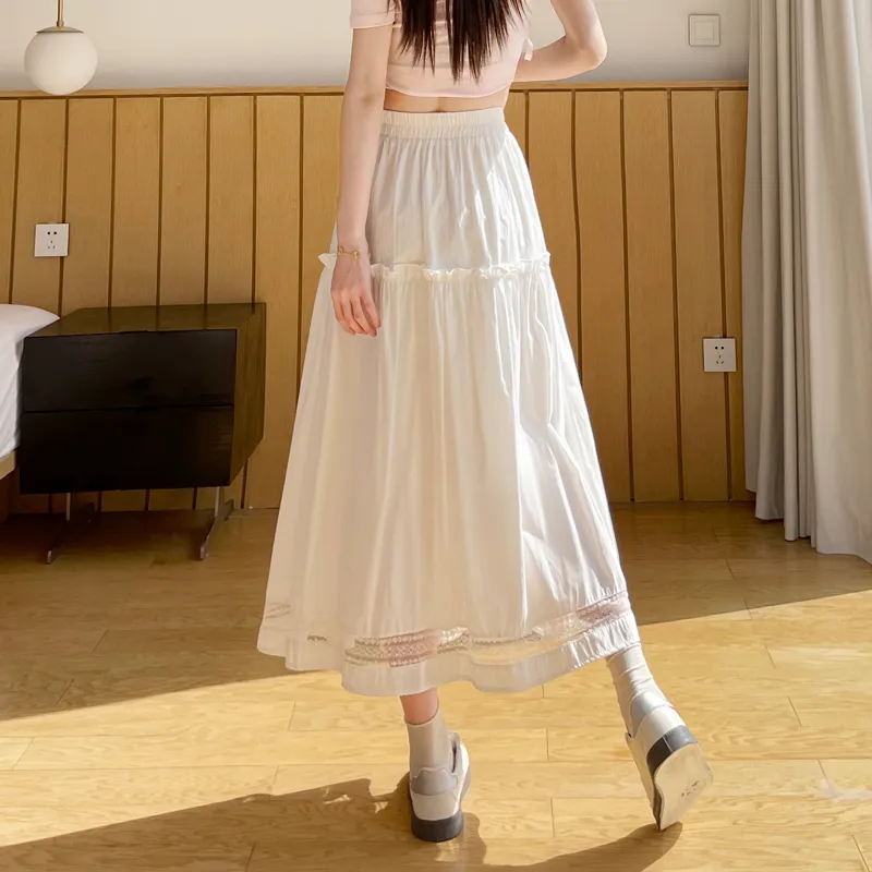 SITOL Casual Long Skirts Women's White-6