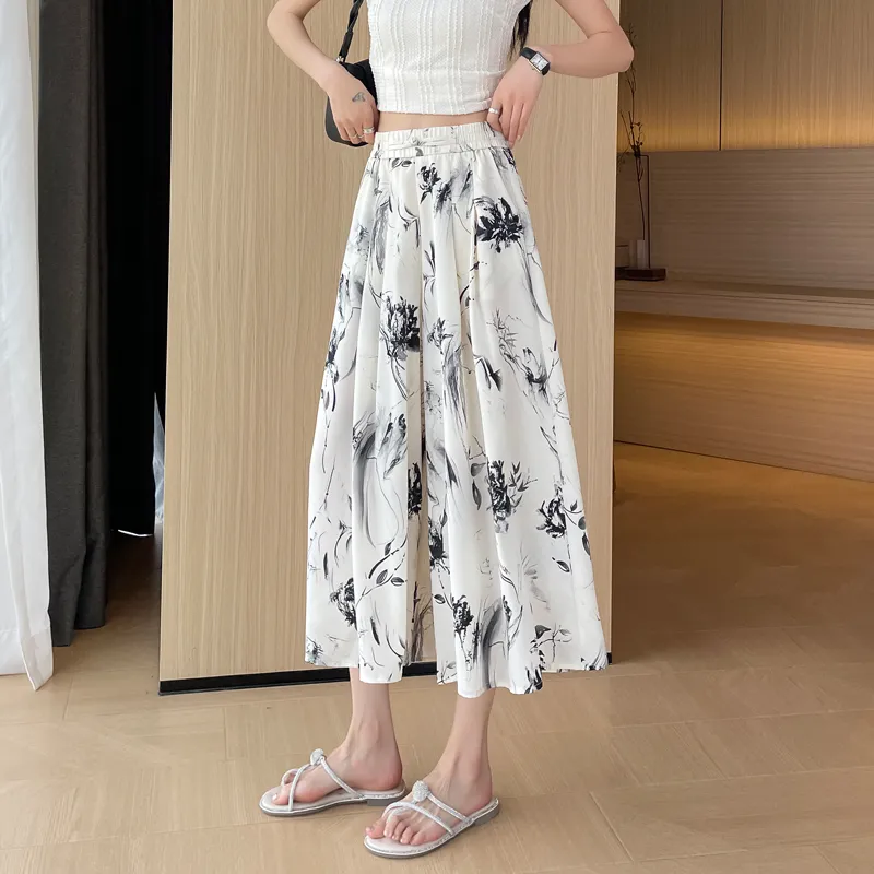 SITOL Casual Short Skirts Women's Black With White Floral-4