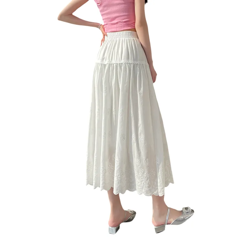 SITOL Casual Long Skirts Women's White-1