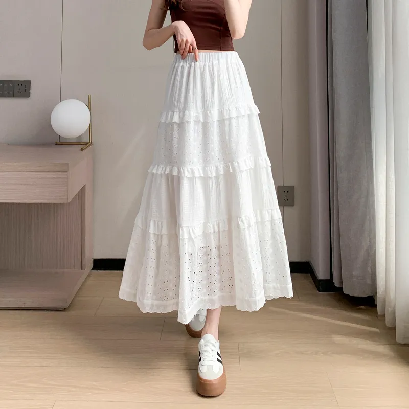 SITOL Casual Long Skirts Women's White-2