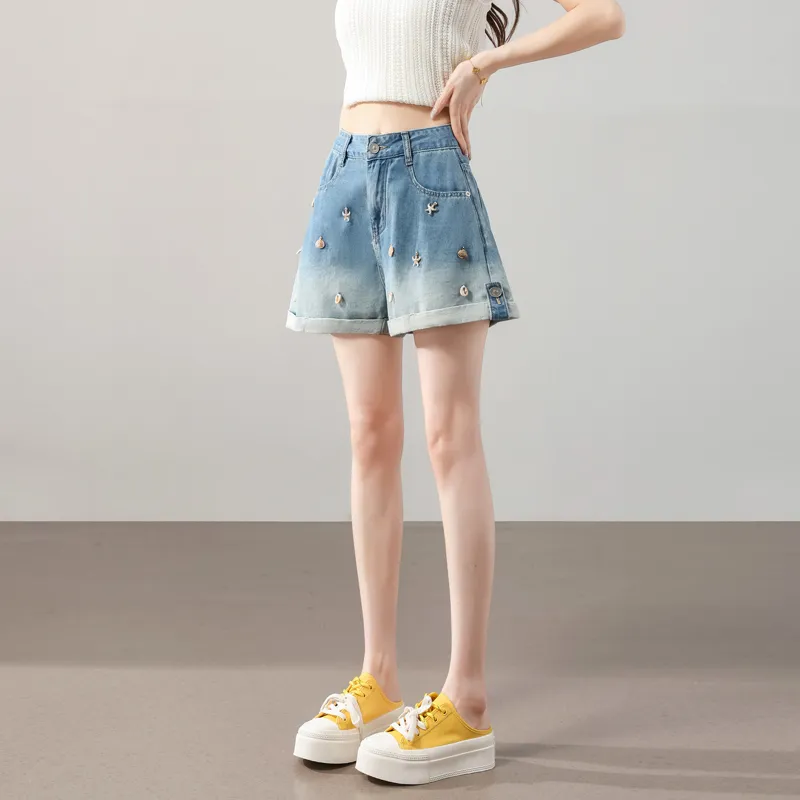 SITOL Denim Shorts Women's Blue-5