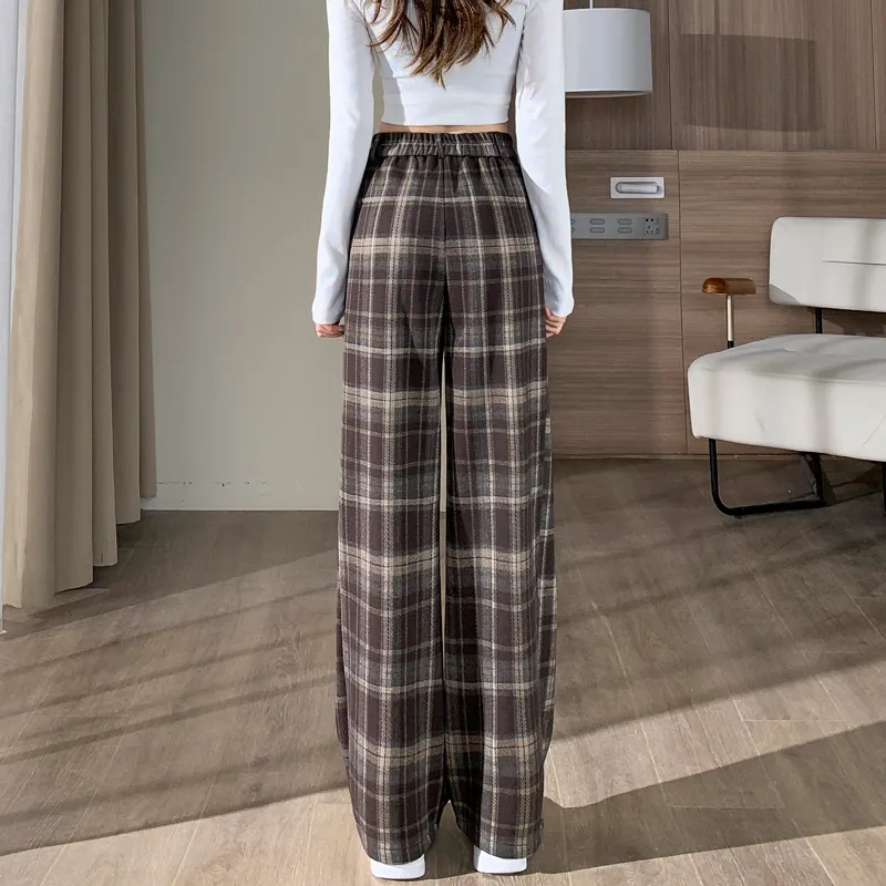 SITOL Casual Pants Women's Khaki Plaid-6