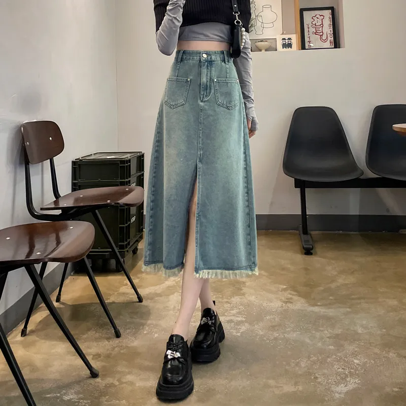 SITOL Denim Short Skirts Women's Blue-5