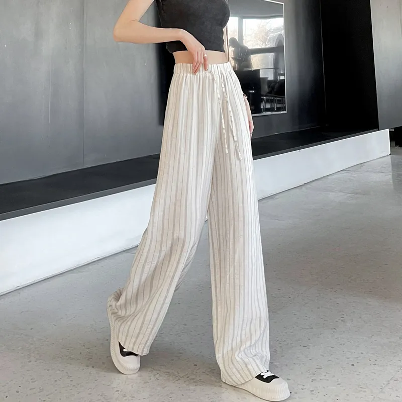 SITOL Casual Pants Women's Pink Stripe-12