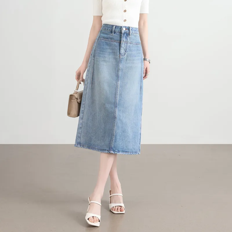 SITOL Denim Long Skirts Women's-11