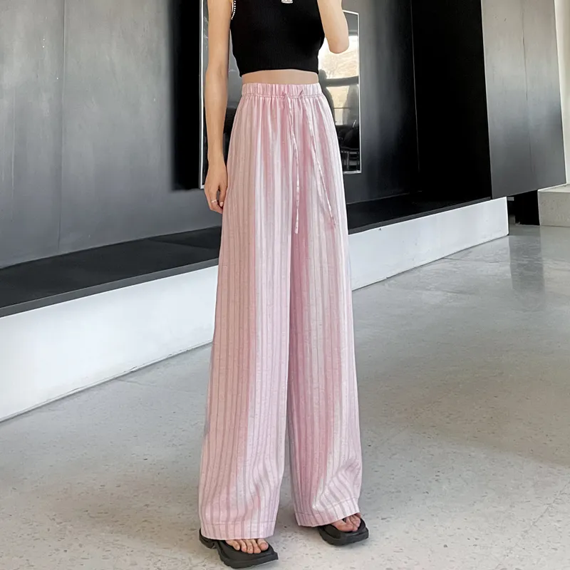 SITOL Casual Pants Women's Pink Stripe-4