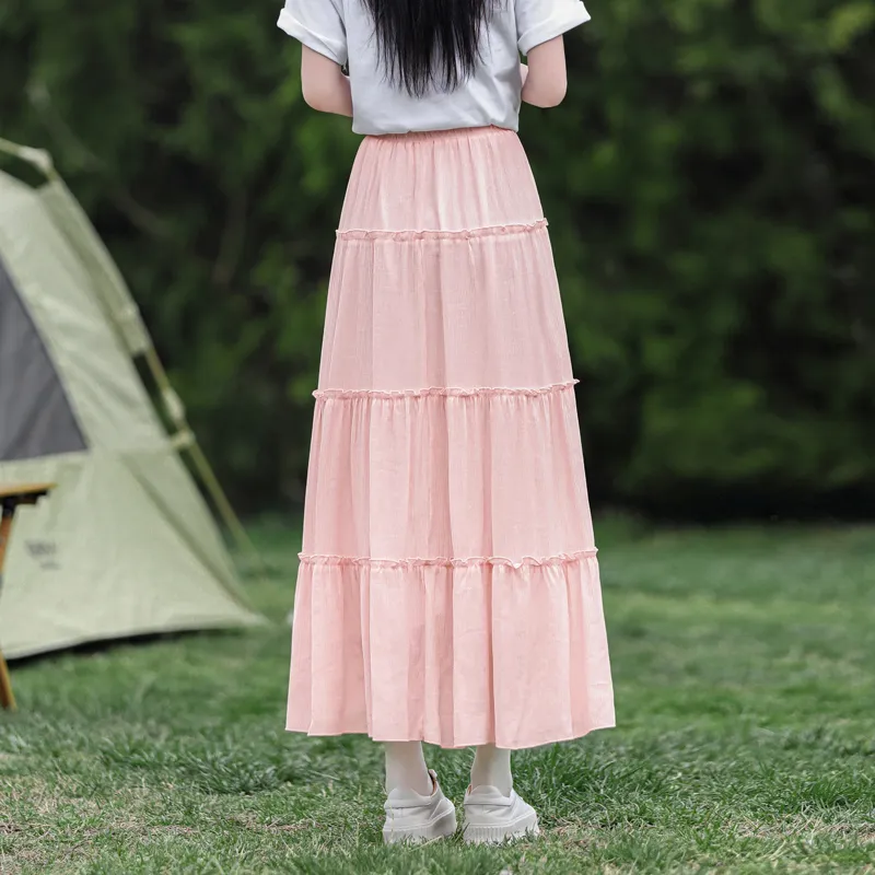 SITOL Casual Long Skirts Women's Pink-6